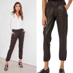 PAIGE Mayslie Transcend Denim Weekender Jogger 27" Chicory Coffee Luxe Coating‎